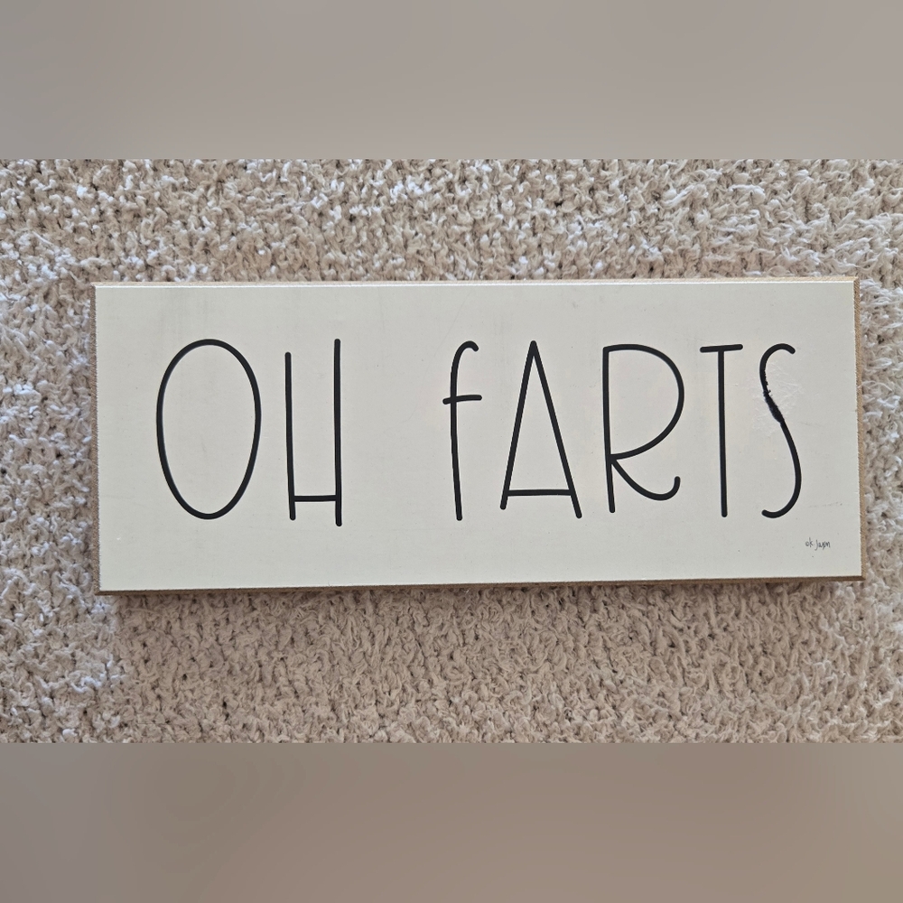 Art Bathroom Humorous Wall Sign with Black Text